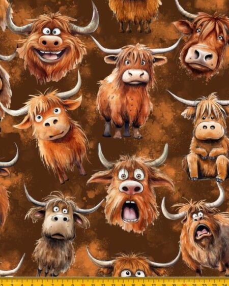 Bomuldsjersey funny brown cattle