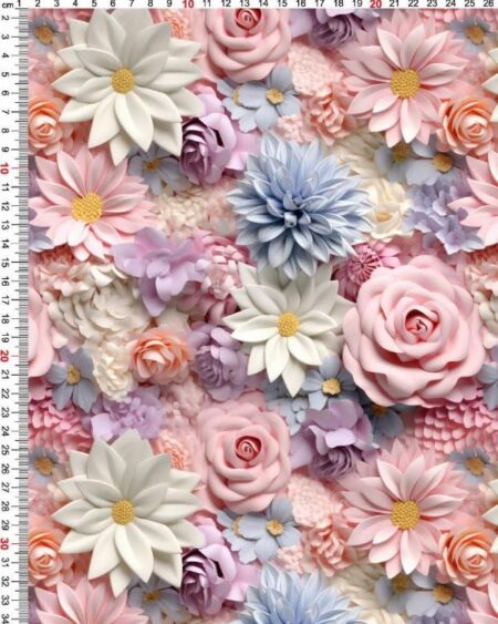 Bomuldsjersey med 3d blomster