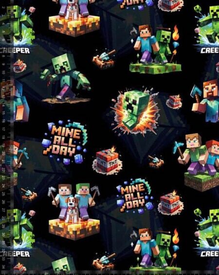 Bomuldsjersey med Minecraft