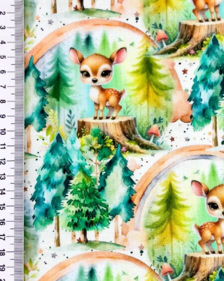 Bomuldsjersey med Bambi i skoven