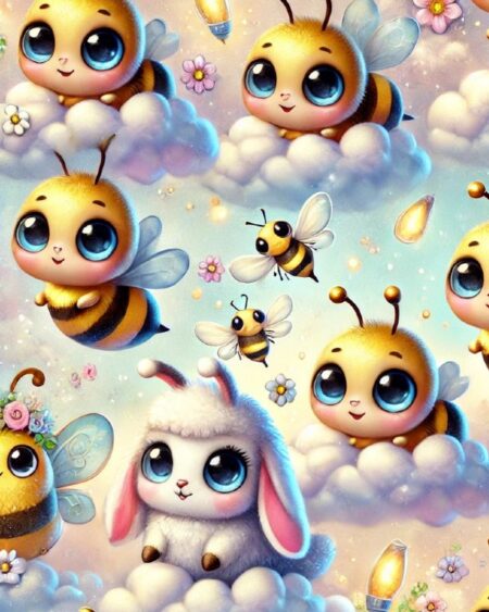 Bomuldsjersey med bier i skyer