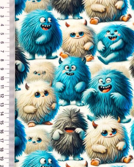 Bomuldsjersey med Blå monstre