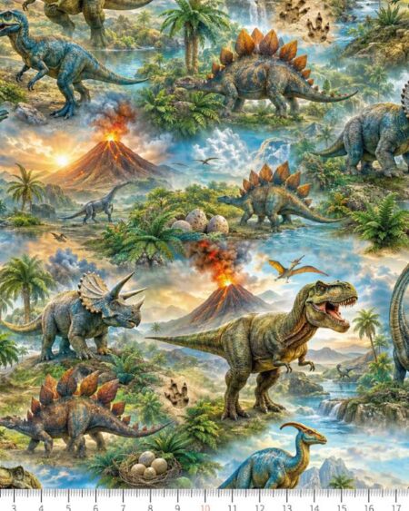Bomuldsjersey med dinosaurer