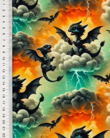 Bomuldsjersey med Drager i skyer 2