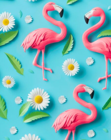 Bomuldsjersey med Flamingos