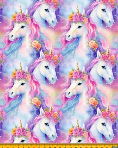 Bomuldsjersey med hvide enhjørninger