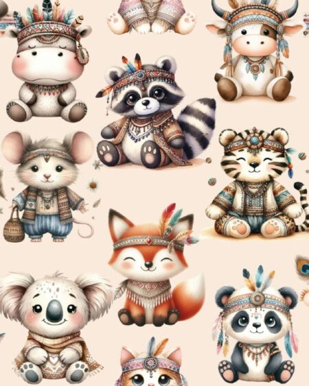 Bomuldsjersey med Indianer babydyr