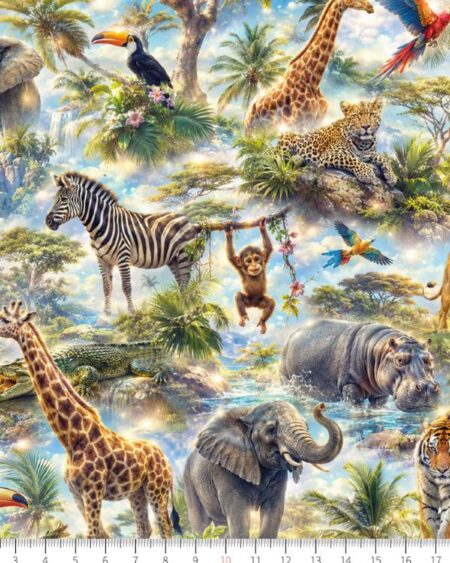 Bomuldsjersey med jungledyr