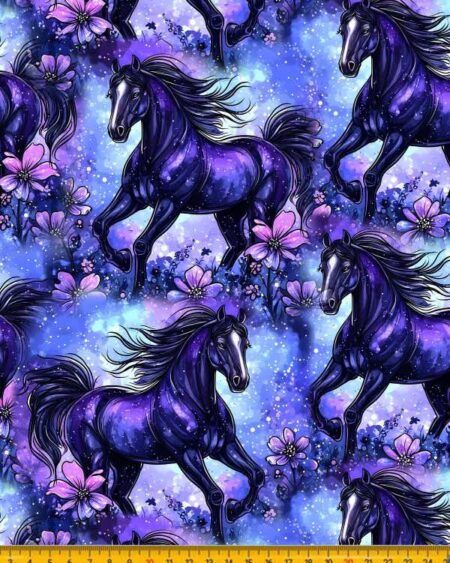 Bomuldsjersey med lilla heste