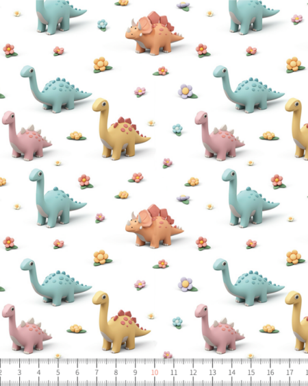 Bomuldsjersey med mini dino på hvid bund