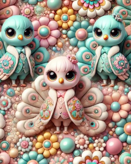 Bomuldsjersey med påfugle