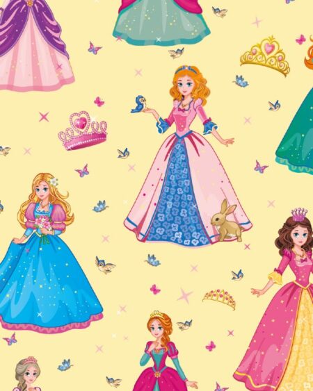 Bomuldsjersey med prinsesser