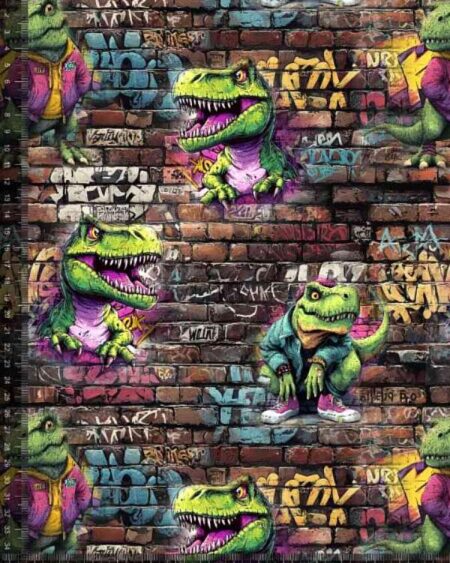 Bomuldsjersey med seje graffiti dinoer