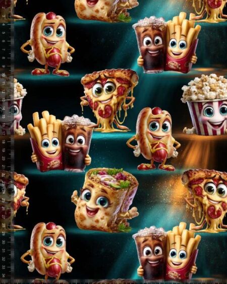 Bomuldsjersey med funny fastfood