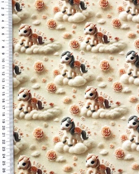 Bomuldsjersey med Små heste i skyer