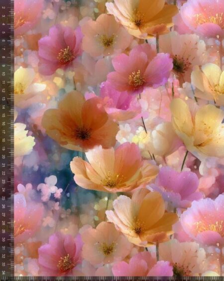Bomuldsjersey med smukke blomster i vandfarver