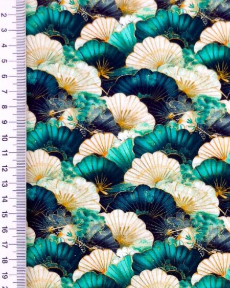 Bomuldsjersey med Marine og søgrønne blomster