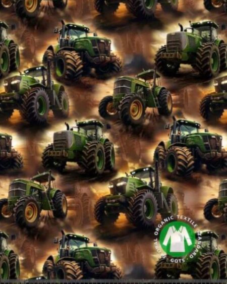 Bomuldsjersey med traktor i brun