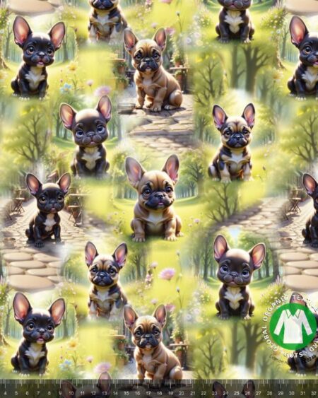 Bomuldsjersey med franske bulldogs