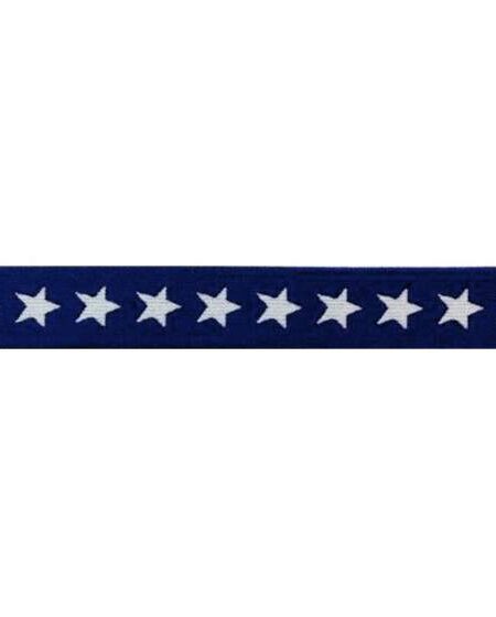 Elastik med stjerner i Navy 25mm
