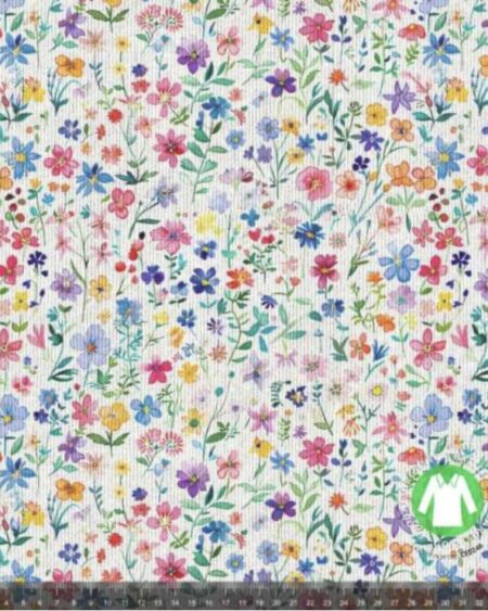 Rib jersey med forårsblomster i mange farver