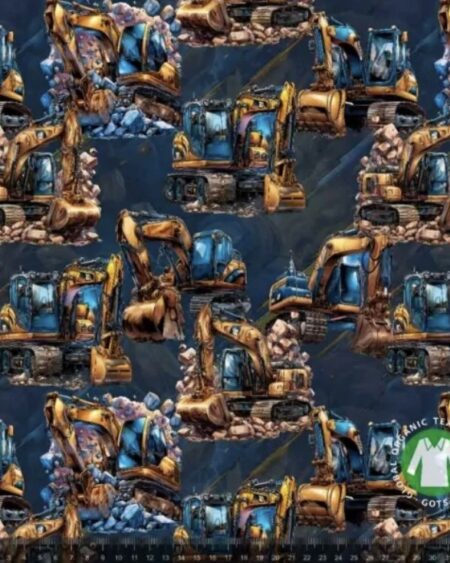 Bomuldsjersey med gravemaskiner