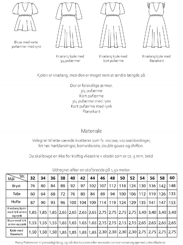 Kjole & bluse med empire 1043 1