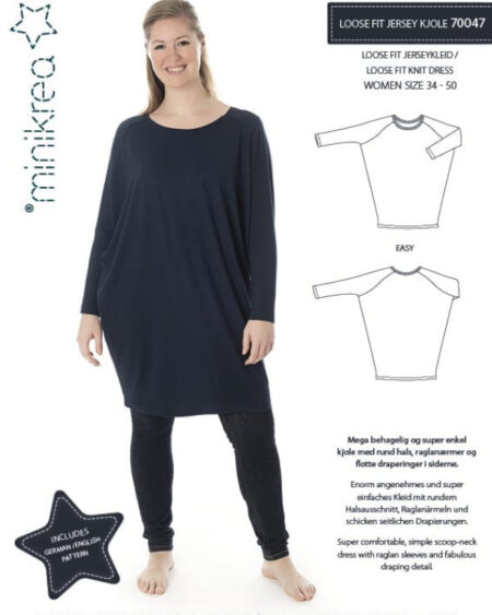 minikrea symønster loose fit jersey kjole 70047