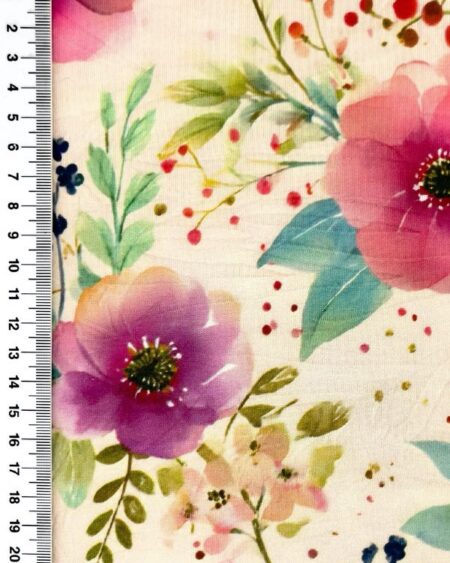 Viscose Lycra - Blomster på sand bund