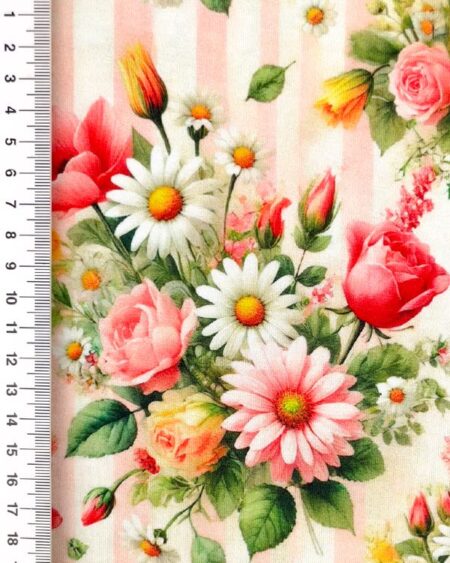 Viscose Lycra - Blomster og striber