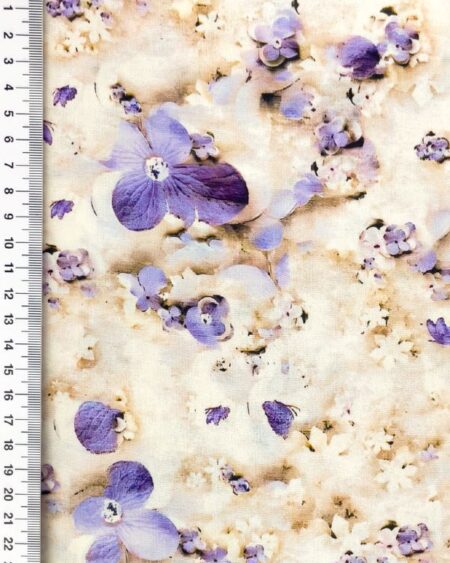 Viscose lys sand med lilla blomster