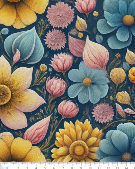 Bomuldsjersey med Blomsterliv i petrol