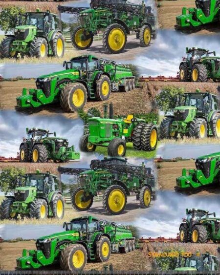 Bomuldsjersey med John Deer traktor