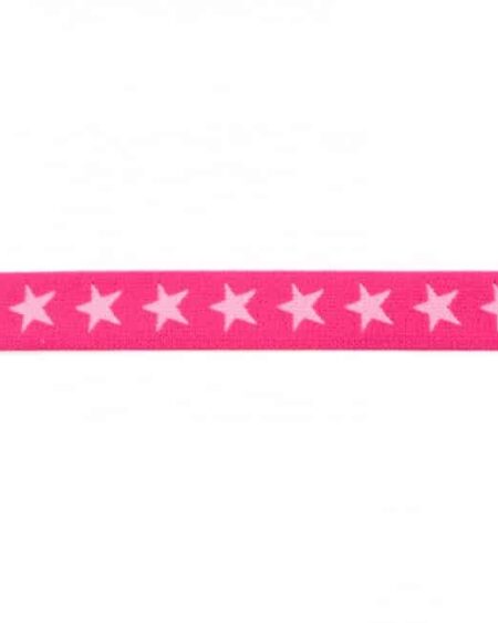 Elastik med stjerner i Pink 20mm