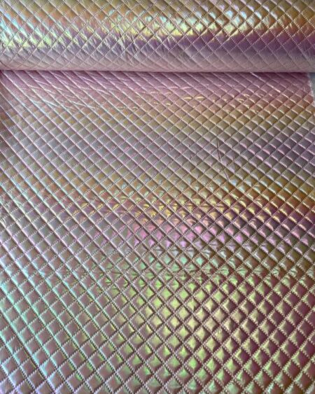 Fastvævet quiltet jakke stof I light rosa metallic