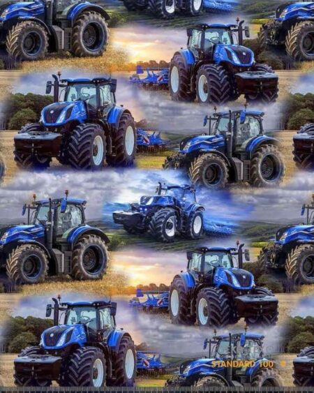Bomuldsjersey med Traktor i blå